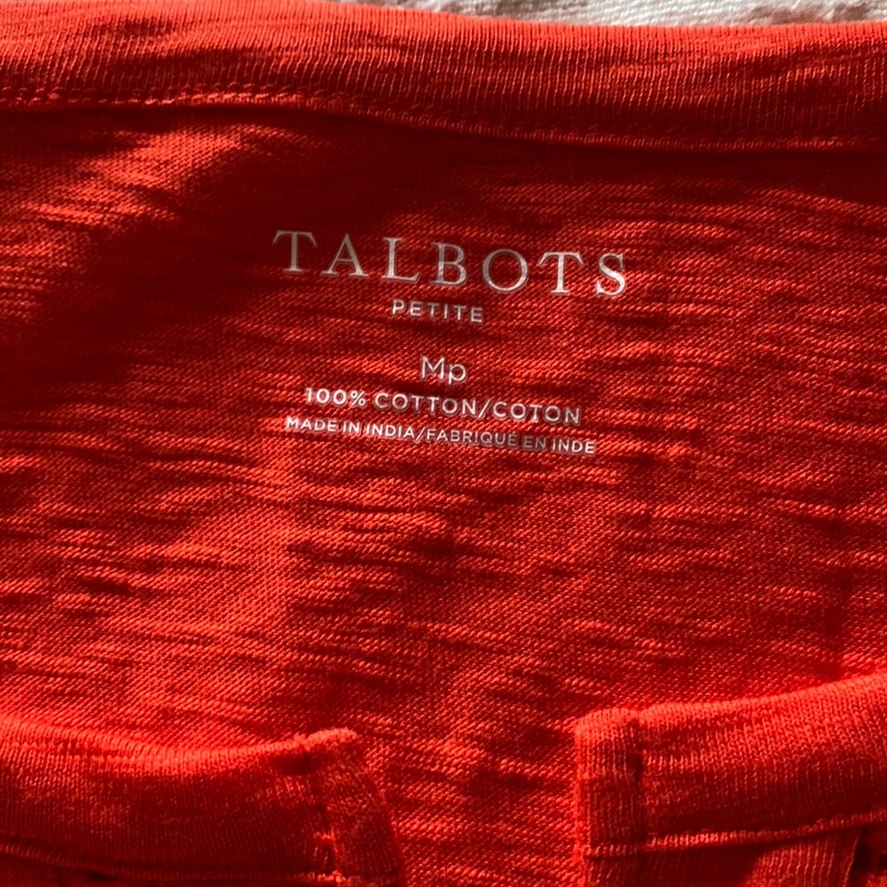 Talbots Split V-Neck Peasant Tee Size Mp - image 1